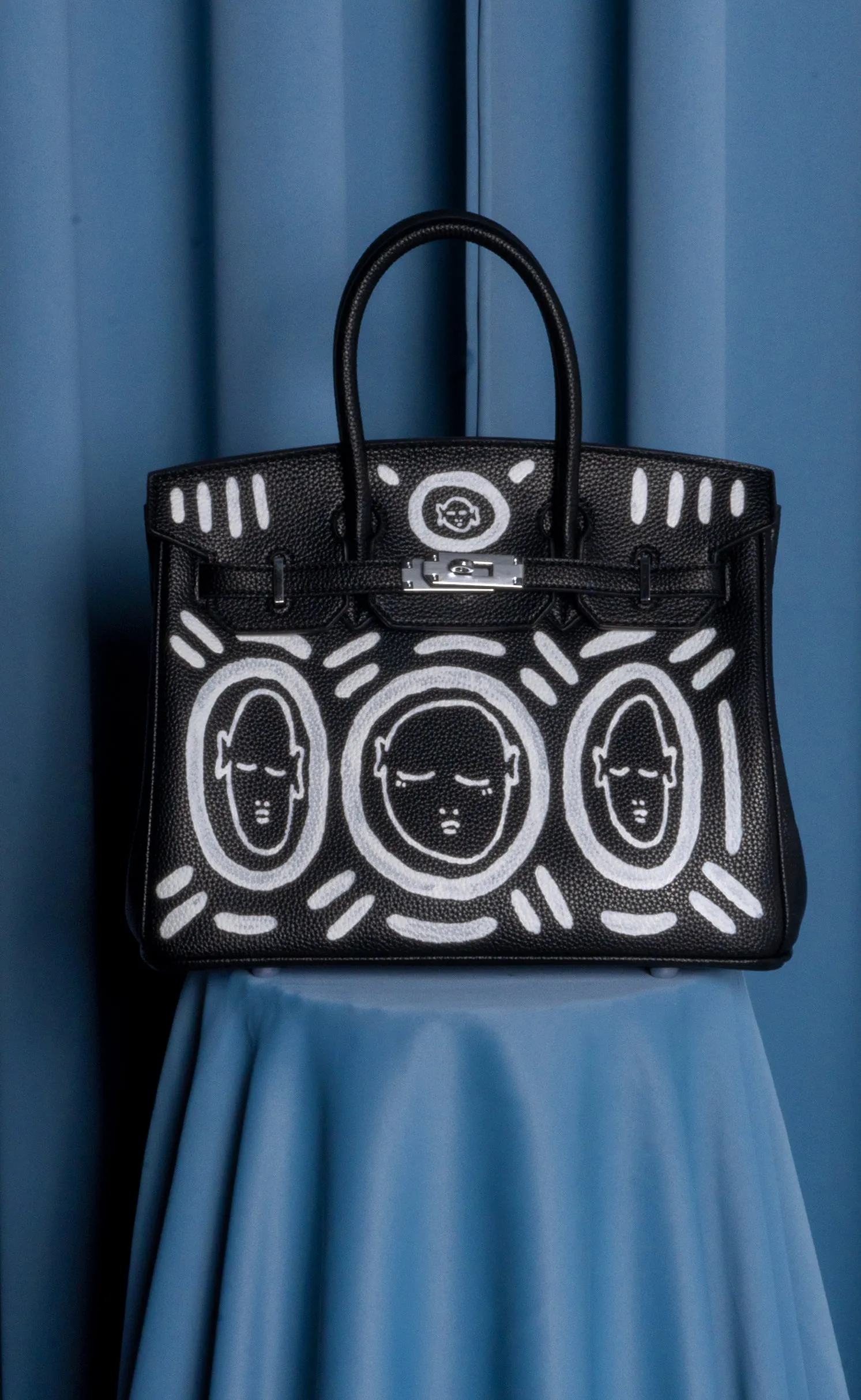 Small Painted Leather Tote, 8x4x6