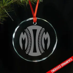 Softball Baseball Mom Premium Engraved Glass Ornament