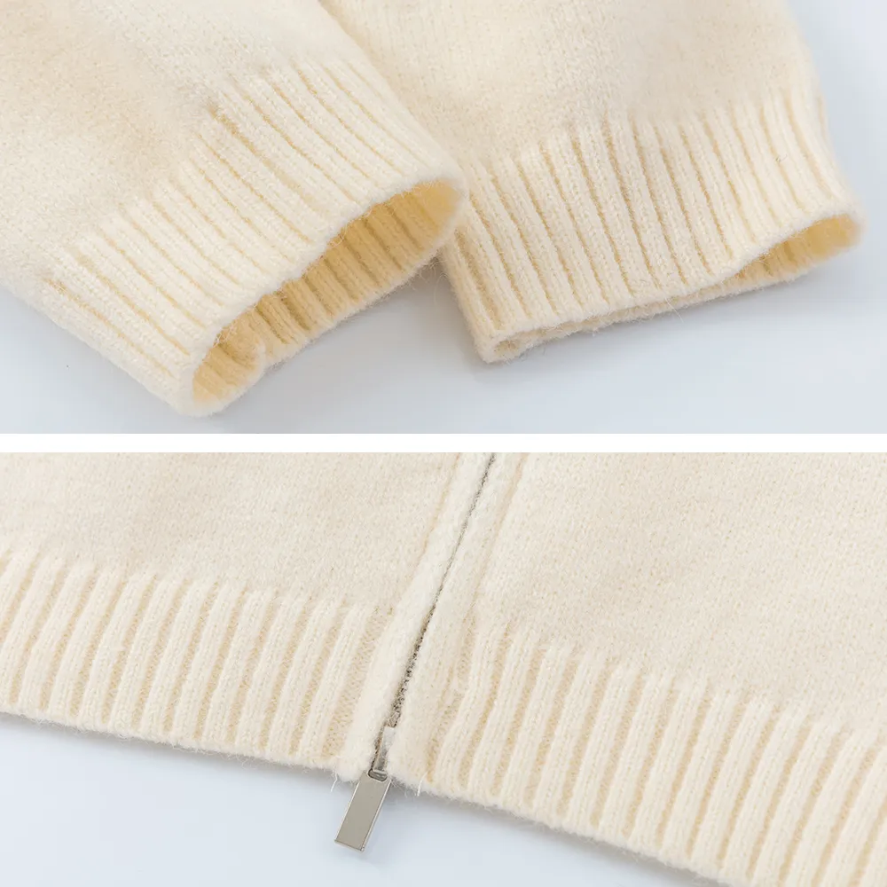 Solid Color Star Zipper  Pullover Sweater