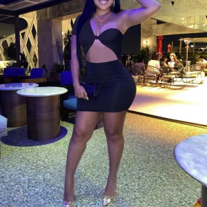 Solid One Shoulder Cut Out Bodycon Dress