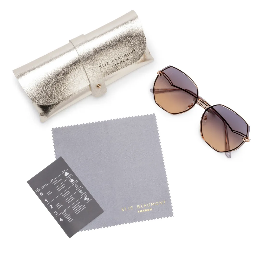SORRENTO Brown/Gold Hex Sunglasses