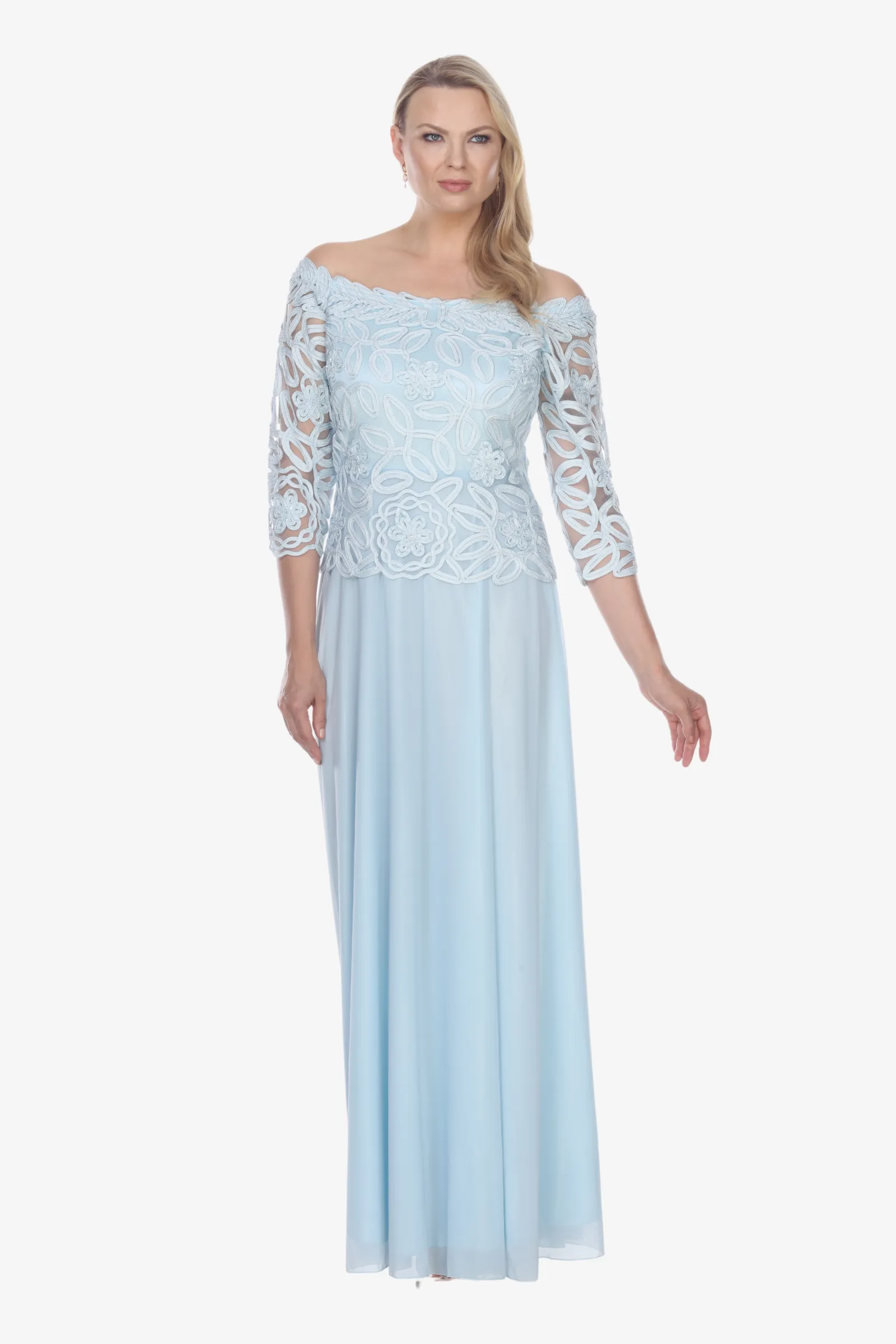 Soulmates 1614 Off Shoulder 3/4 Sleeve Evening Gown
