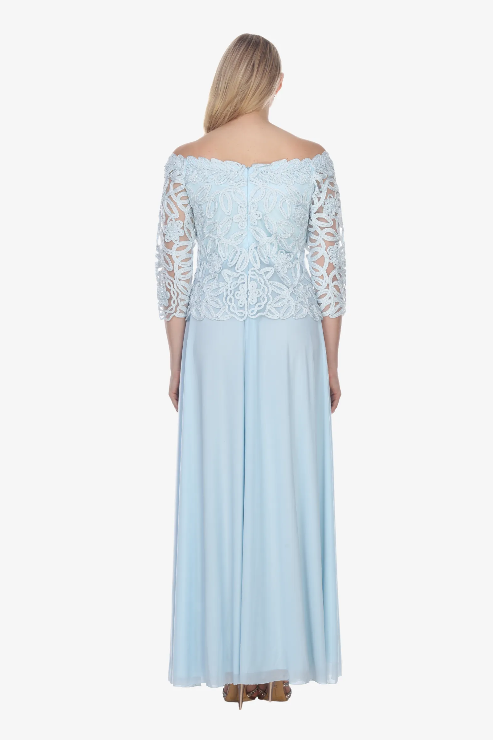 Soulmates 1614 Off Shoulder 3/4 Sleeve Evening Gown