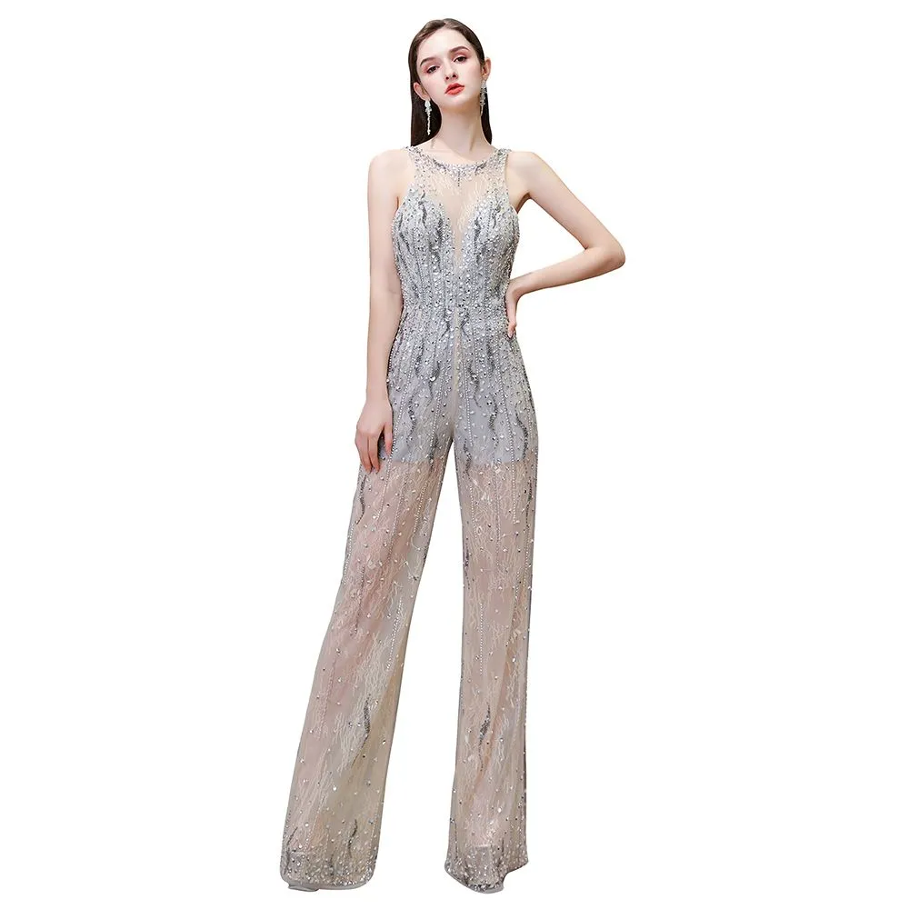 Sparkle Illusion High neck See-through Prom Jumpsuit