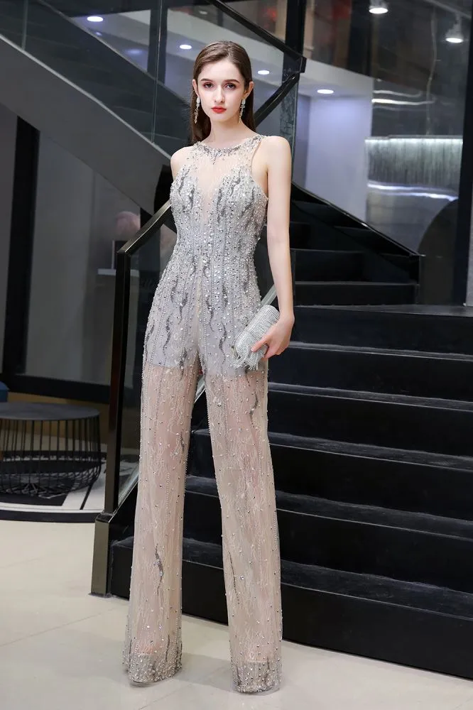 Sparkle Illusion High neck See-through Prom Jumpsuit