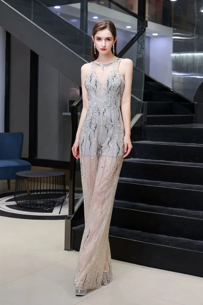 Sparkle Illusion High neck See-through Prom Jumpsuit