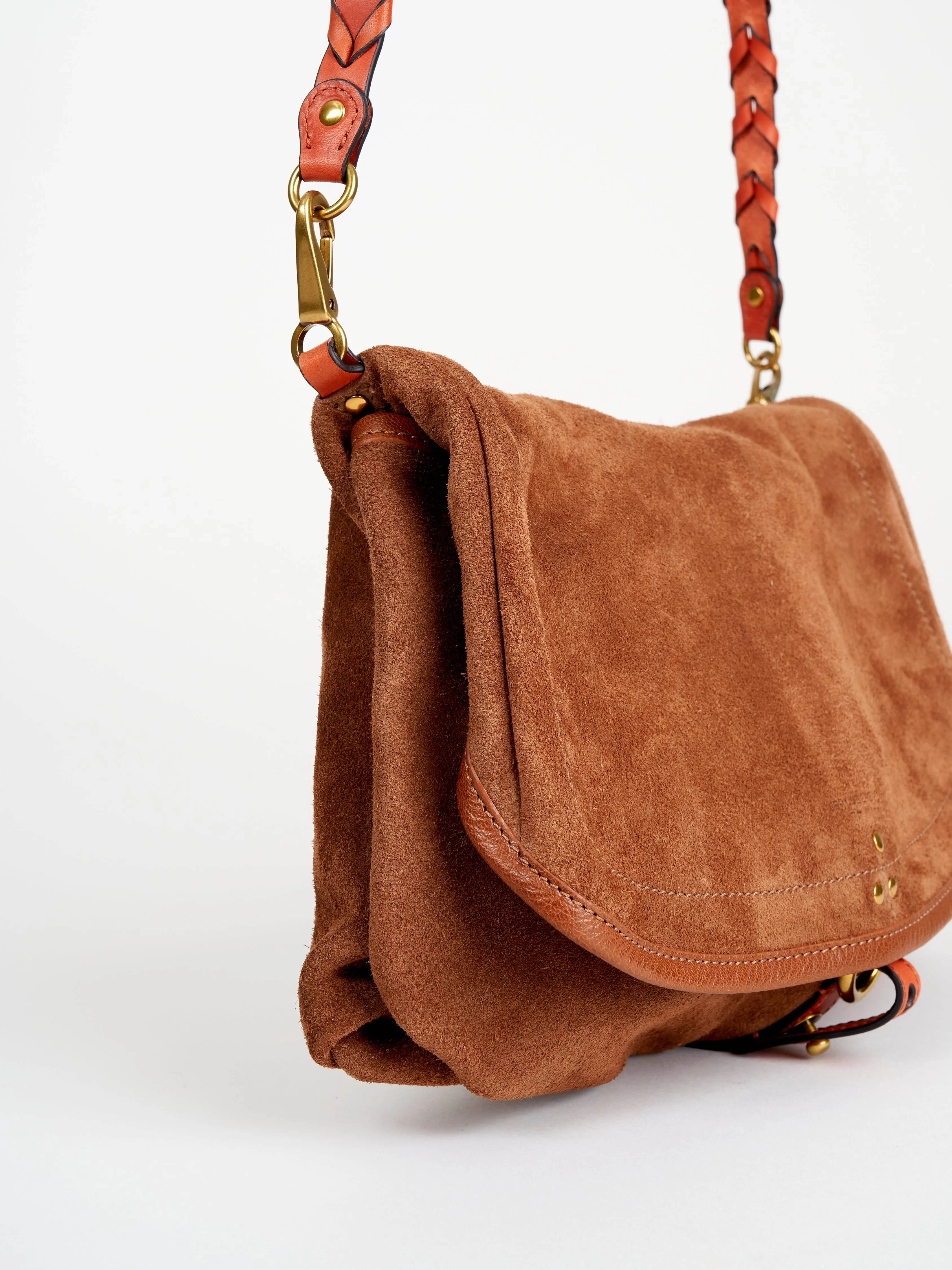 split suede shoulder bag - tabac