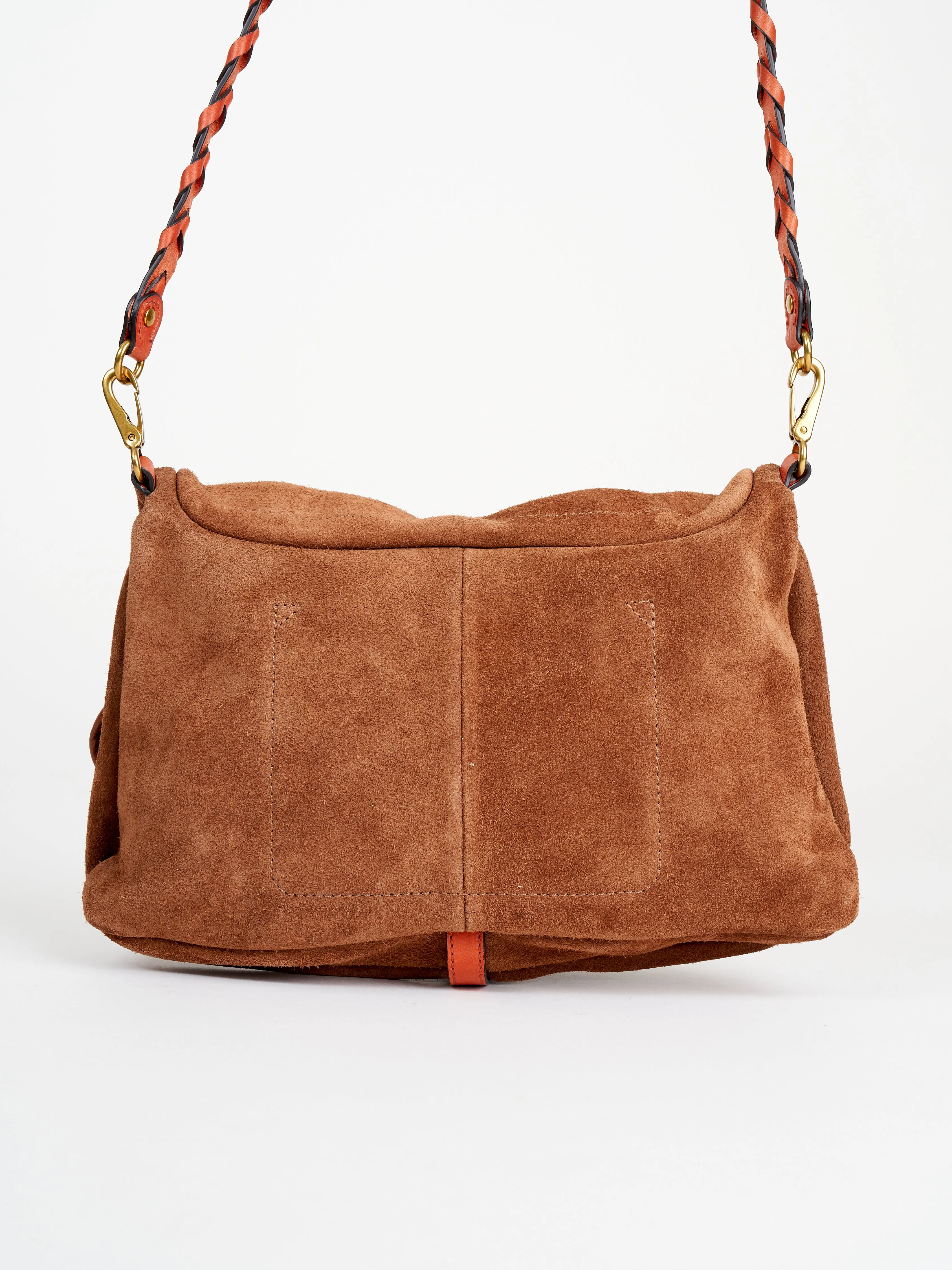 split suede shoulder bag - tabac