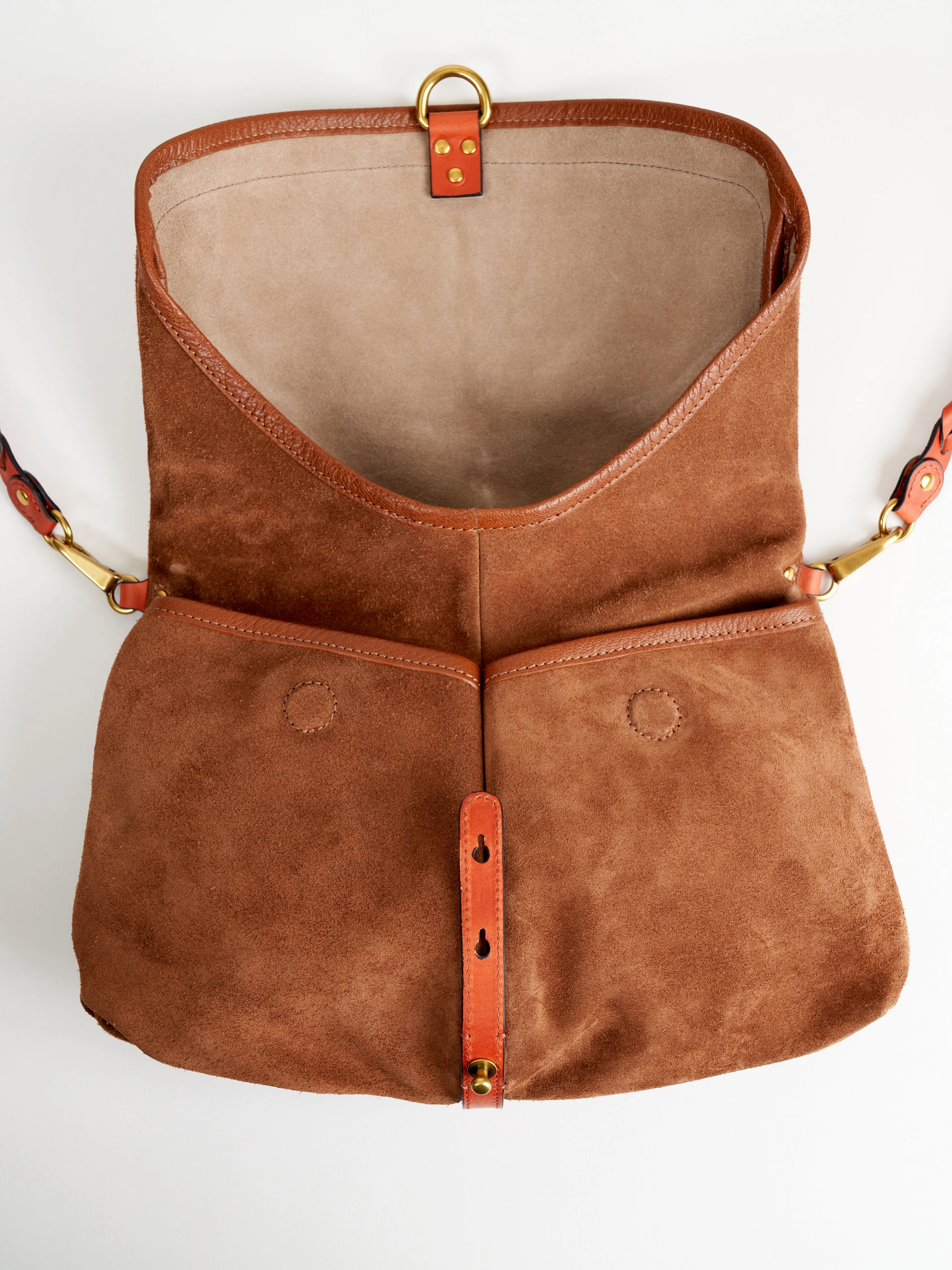 split suede shoulder bag - tabac