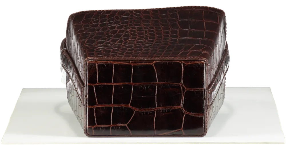 STAUD Brown Edie Croc-Embossed Leather Bucket Bag