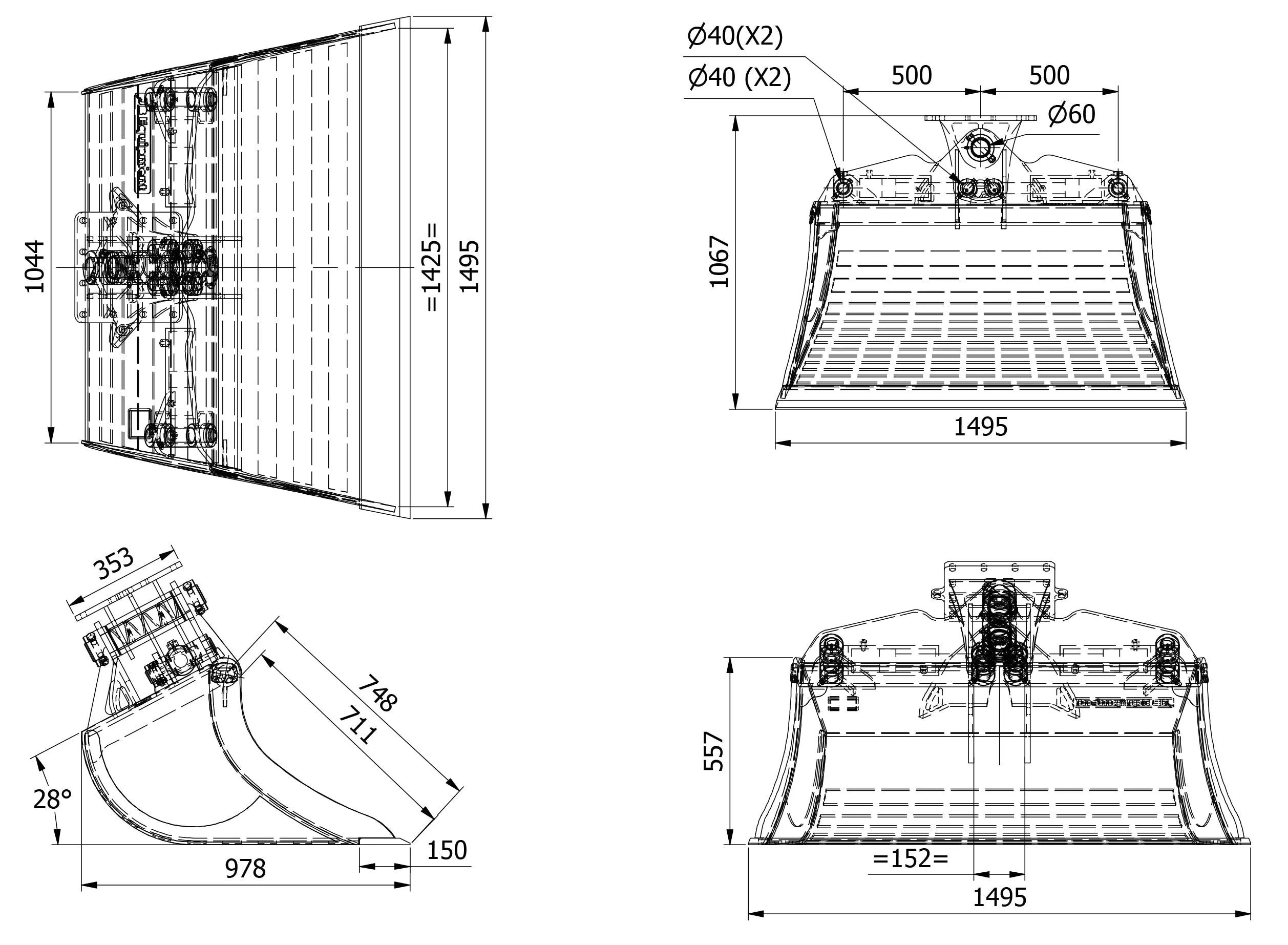 STB-6 Scandinavian Excavator Tilting Bucket - 6 to 10 tonne