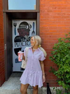 Stevie Striped Dress// Pink