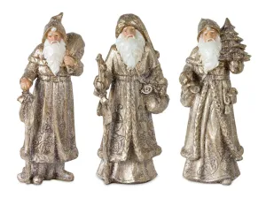 Stone Woodland Santa with Gold Finish (Set of 3)