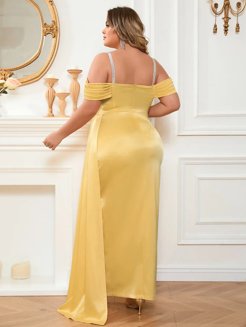 Strappy Wrinkled Maxi Bodycon Dress HB0055