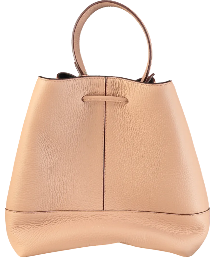 Strathberry Pink Lana Osette Midi Bucket Bag with detachable shoulder strap