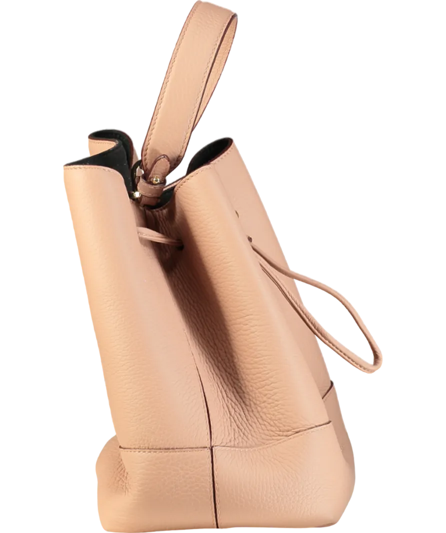 Strathberry Pink Lana Osette Midi Bucket Bag with detachable shoulder strap