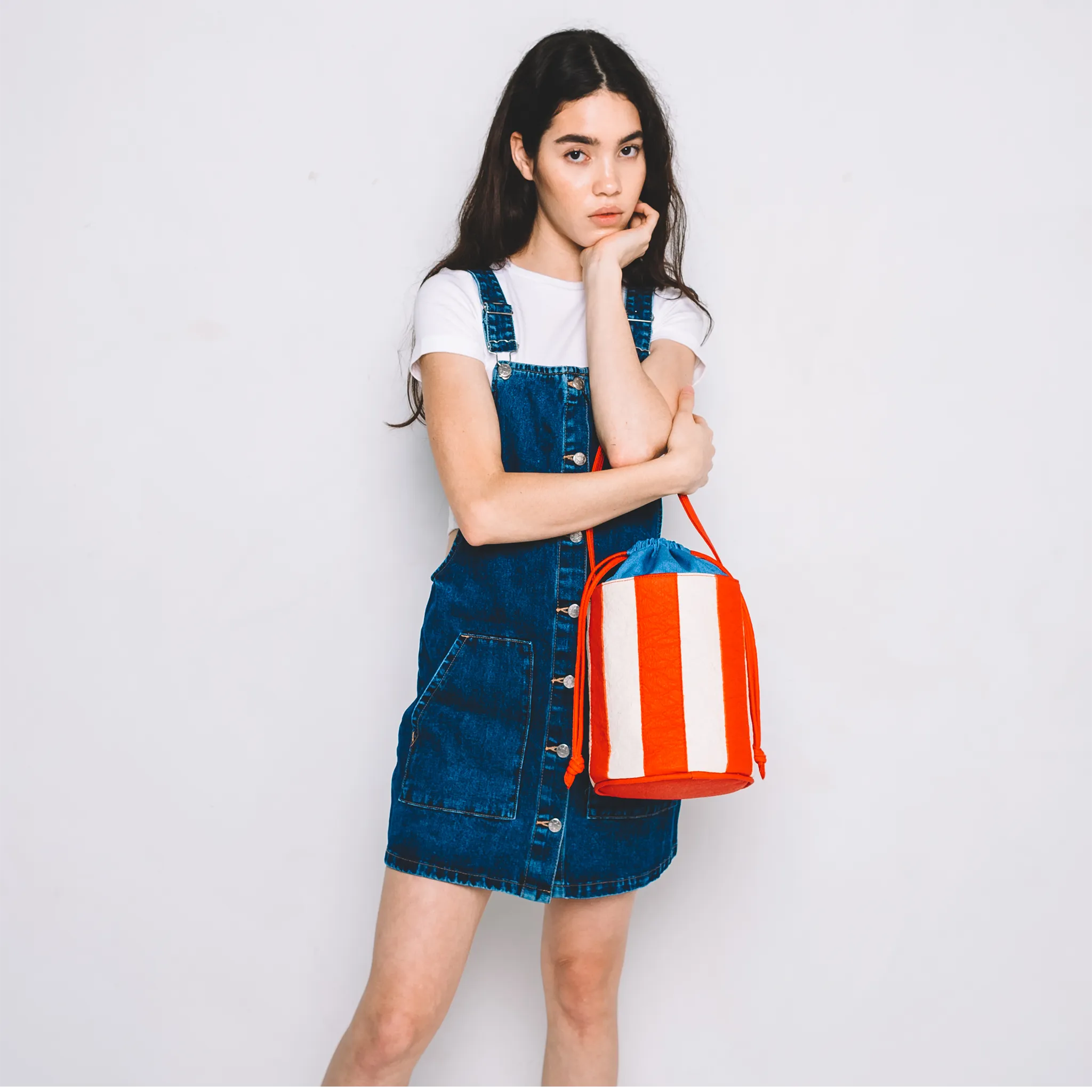 Stripe Bucket Bag • Flamme   Natural