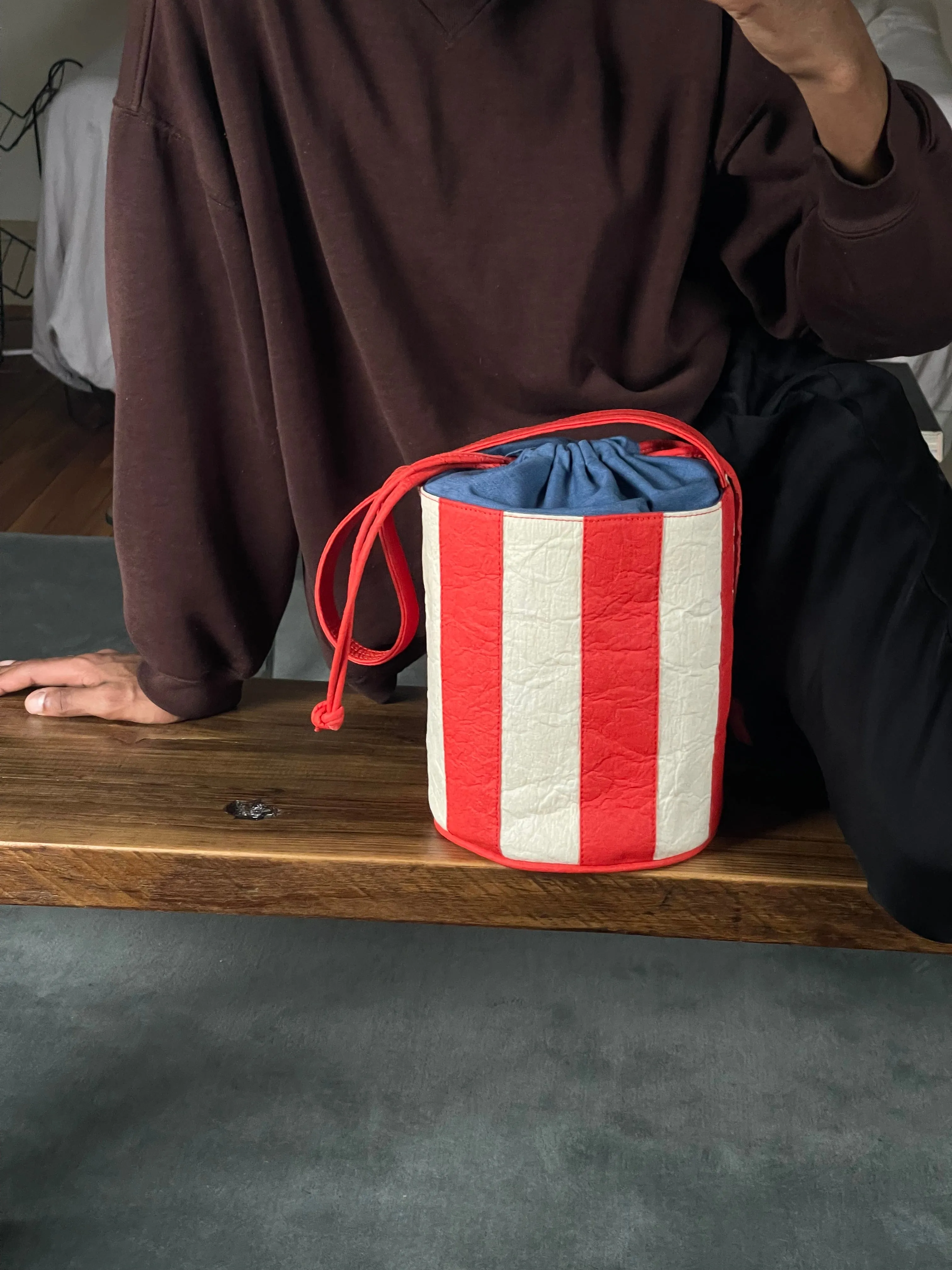 Stripe Bucket Bag • Flamme   Natural