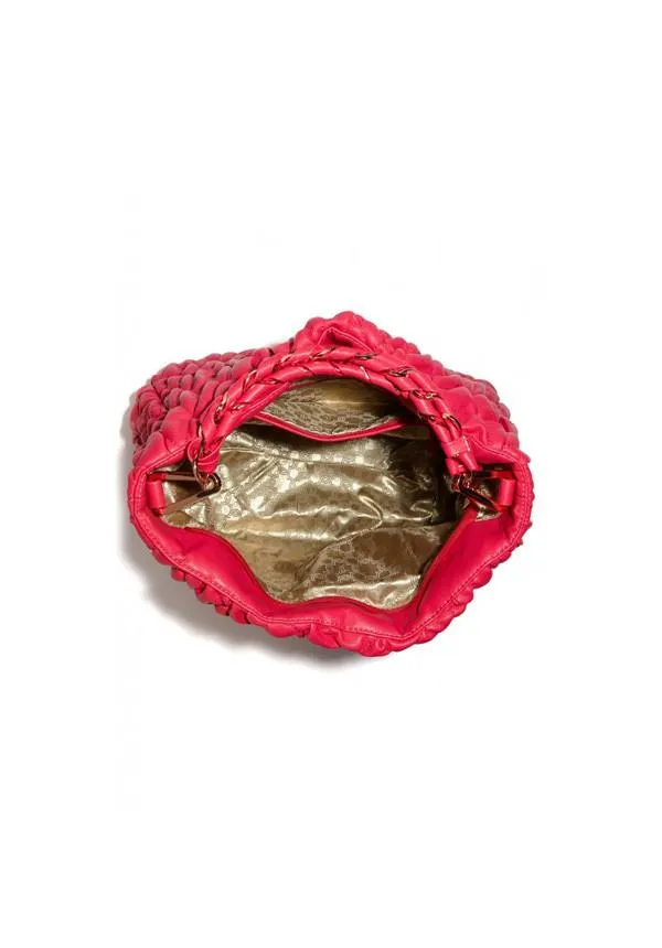 Stroll In The Park Red Quilted Hobo Bag