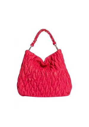 Stroll In The Park Red Quilted Hobo Bag