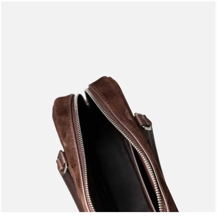 Suede Leather Top Handle Tote Bag Boston Shoulder Bag