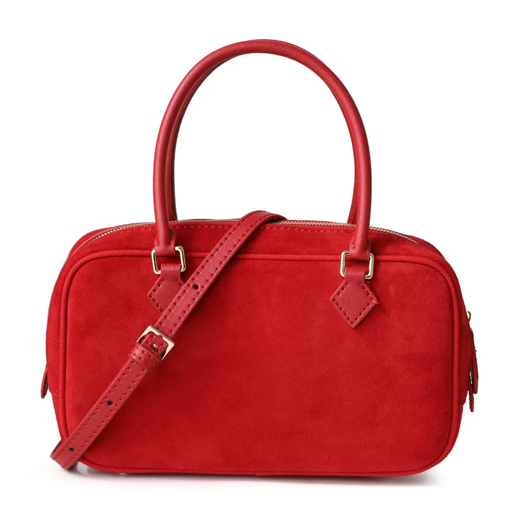 Suede Leather Top Handle Tote Bag Boston Shoulder Bag