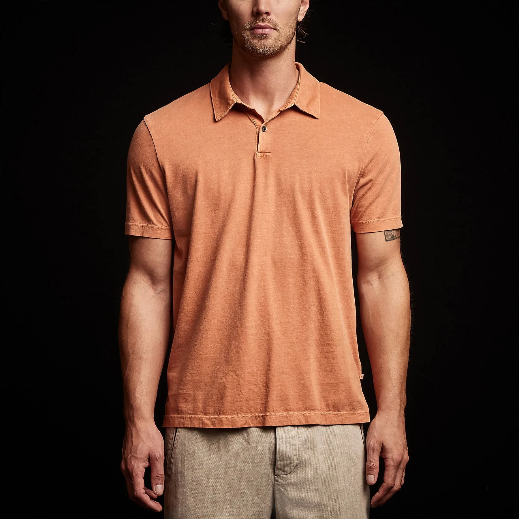 Sueded Jersey Polo - Bonfire Pigment
