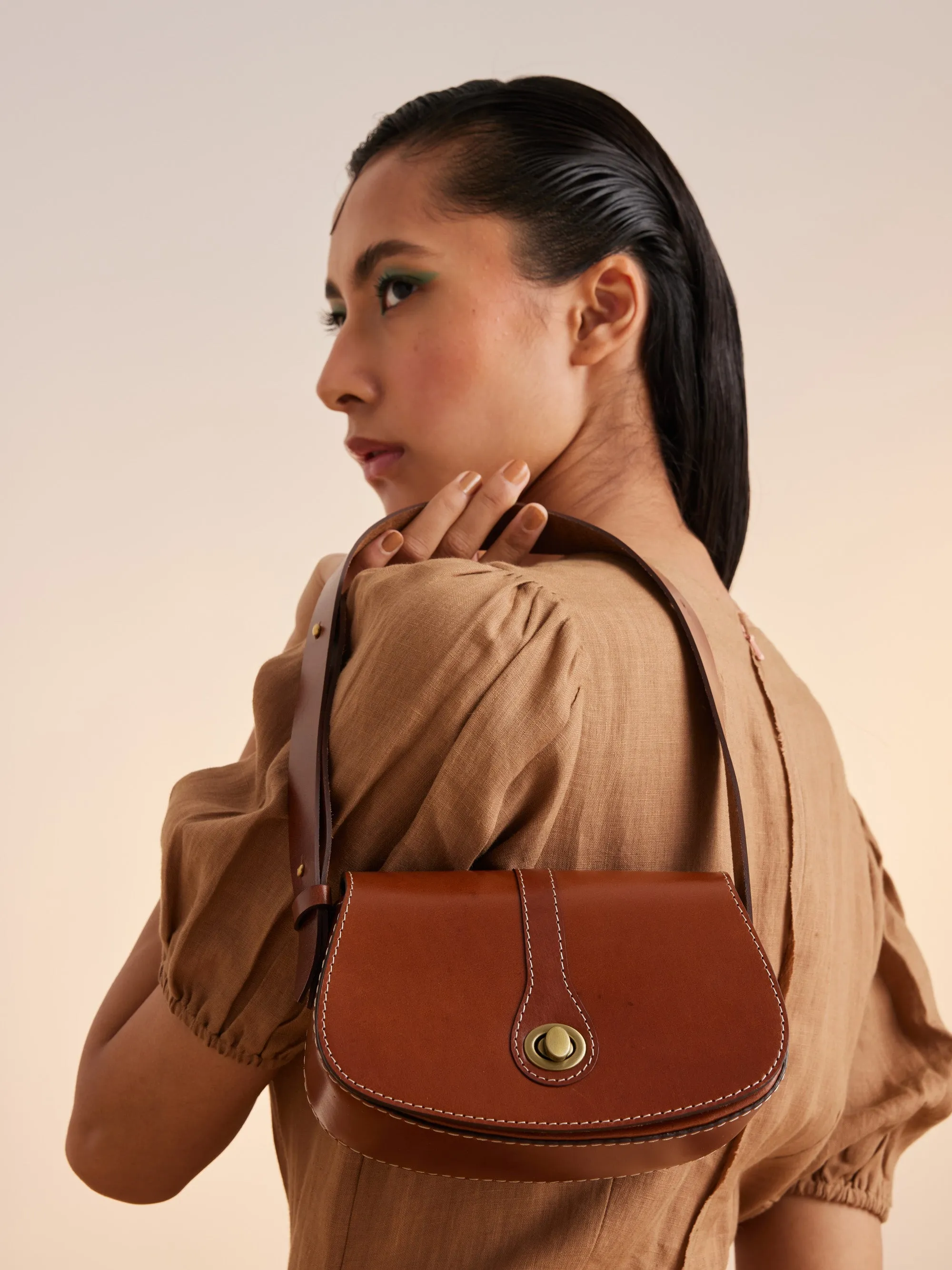 Summer Bag Shoulder Peru-Ss25-Psb-Tan Leather-Cord