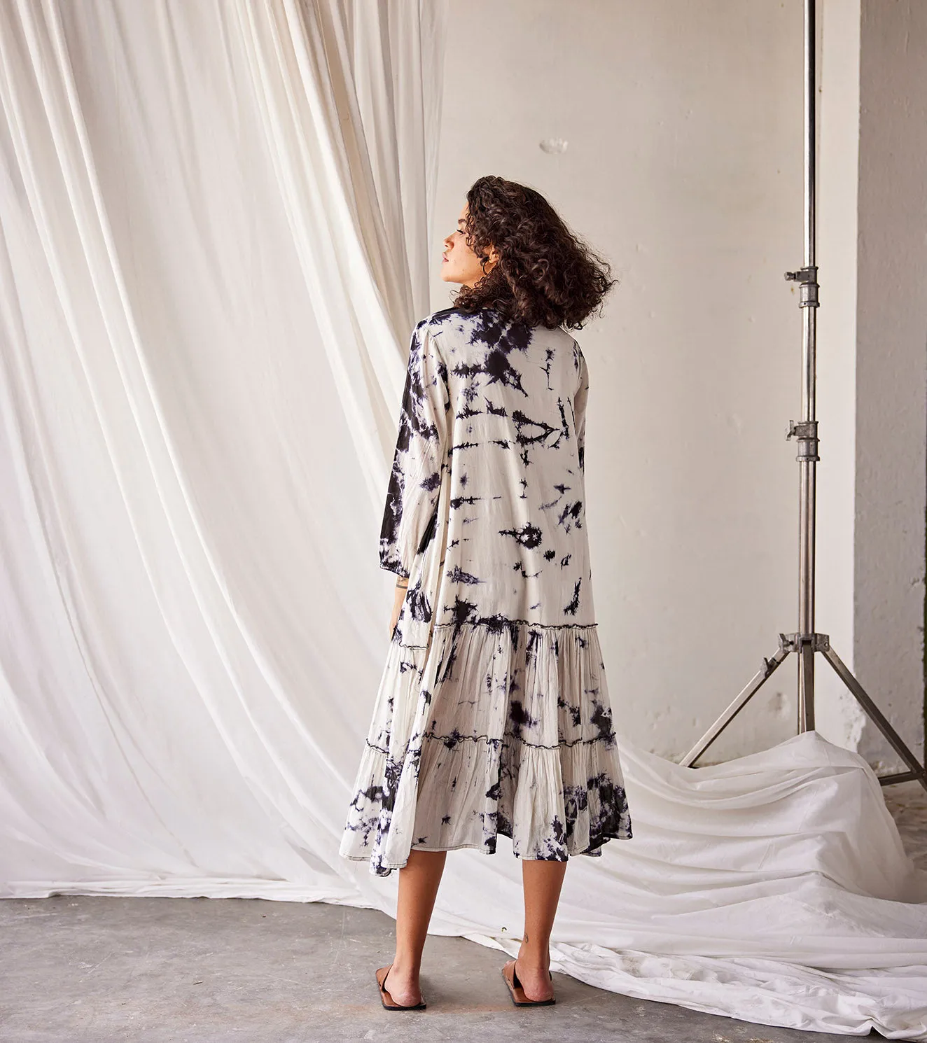 Summer Dress Cotton White Black-Fashion Edit Indian Summer-KW801-Khara Kapas