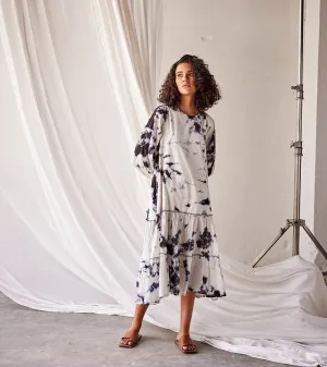 Summer Dress Cotton White Black-Fashion Edit Indian Summer-KW801-Khara Kapas