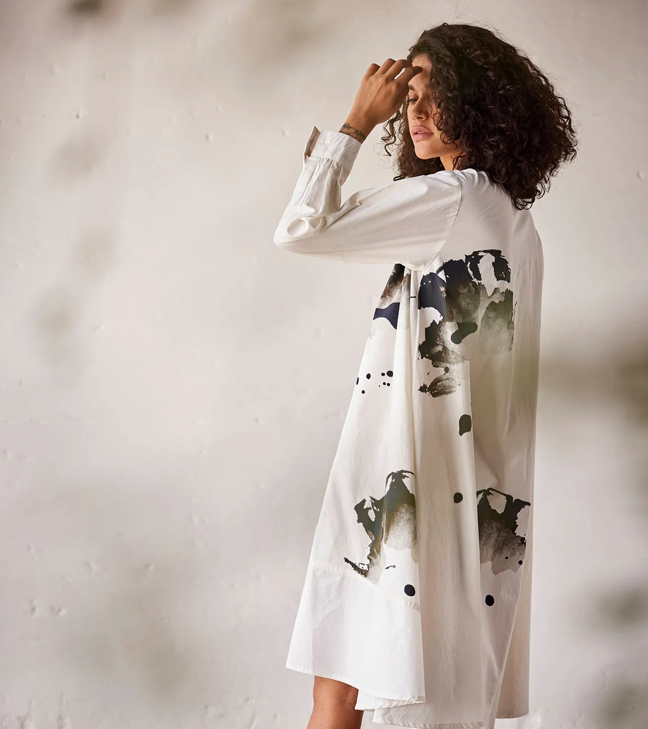 Summer Dress Poplin Gathers-White-Fashion Edit Indian Summer-KW795-Khara Kapas