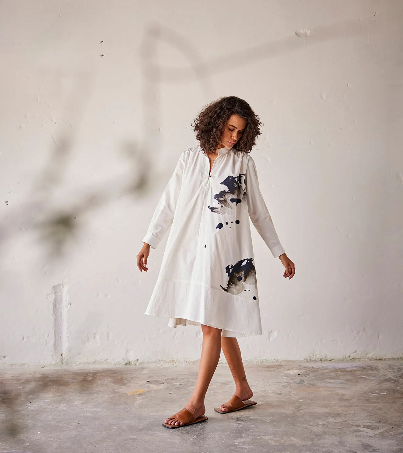 Summer Dress Poplin Gathers-White-Fashion Edit Indian Summer-KW795-Khara Kapas