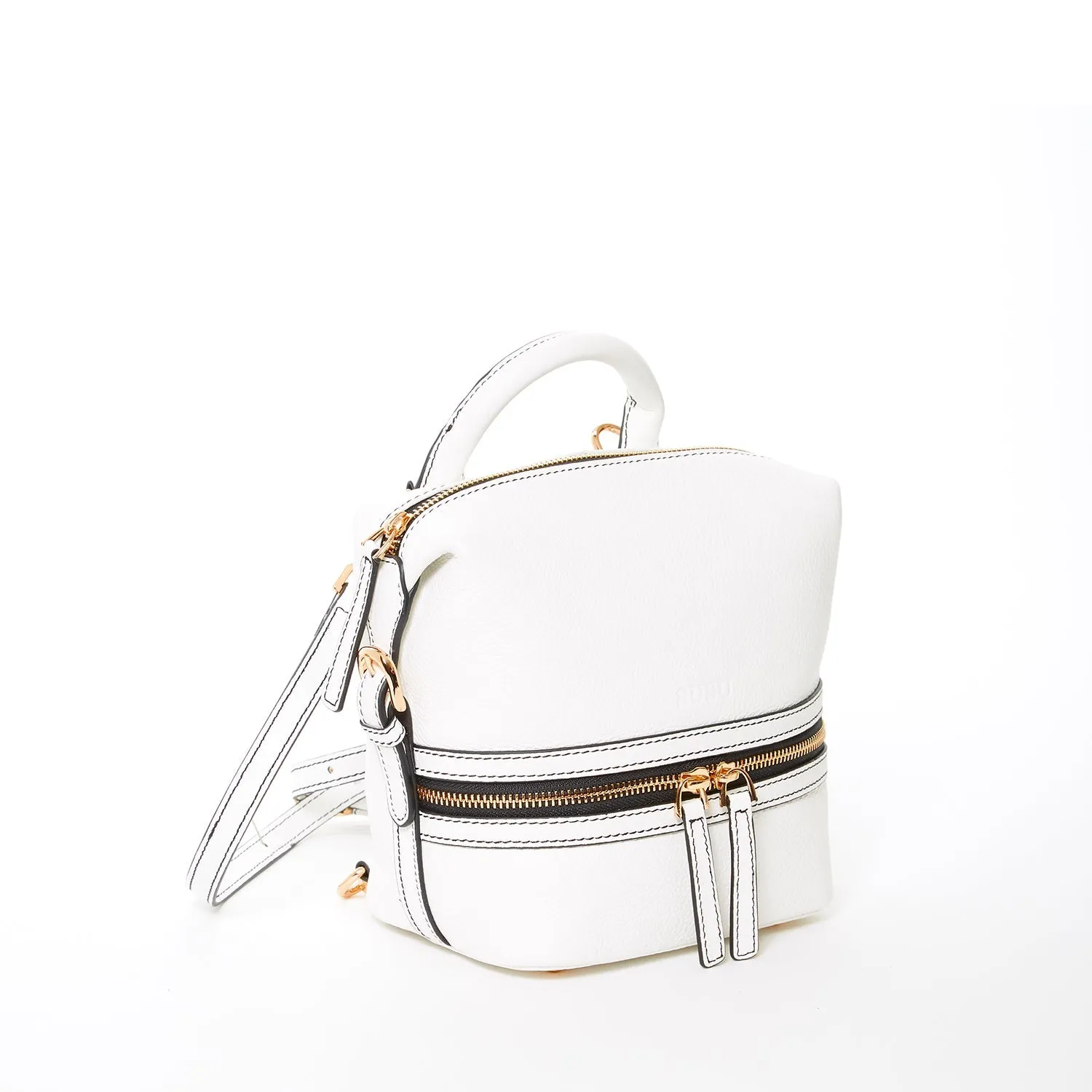 SUSU The Ashley White Leather Backpack Purse