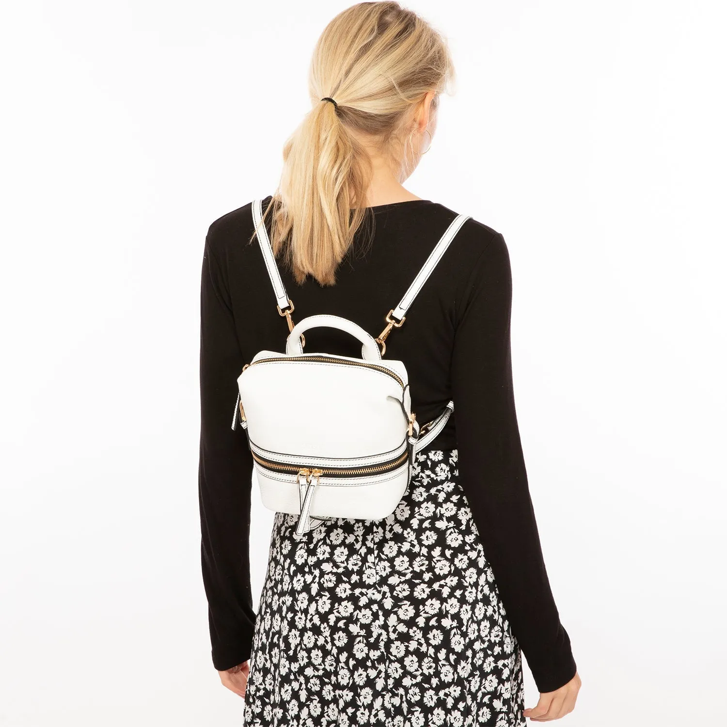 SUSU The Ashley White Leather Backpack Purse