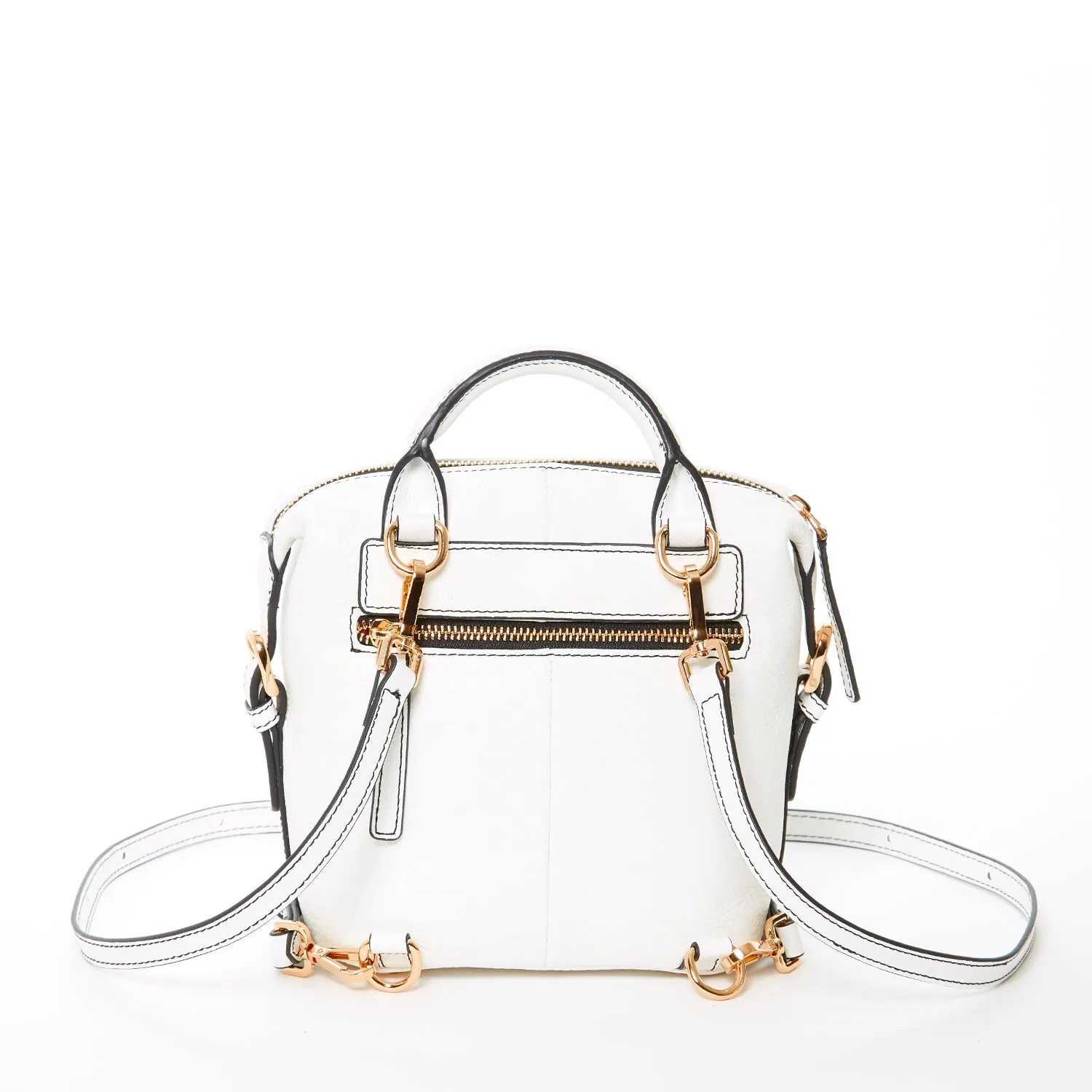 SUSU The Ashley White Leather Backpack Purse