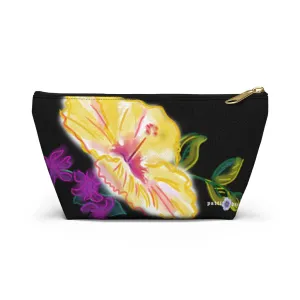 T-Bottom Accessory Pouch:  "Electric" Yellow Hibiscus - Black