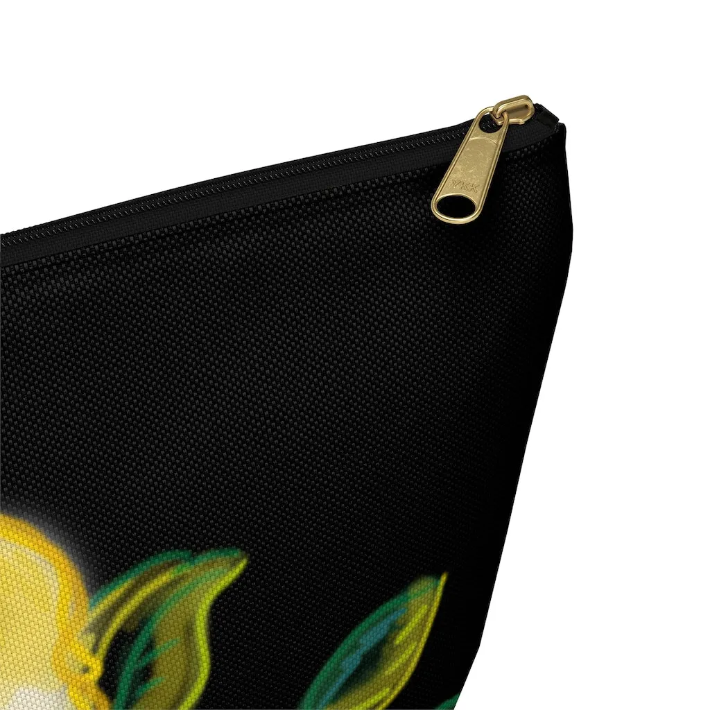 T-Bottom Accessory Pouch:  "Electric" Yellow Hibiscus - Black