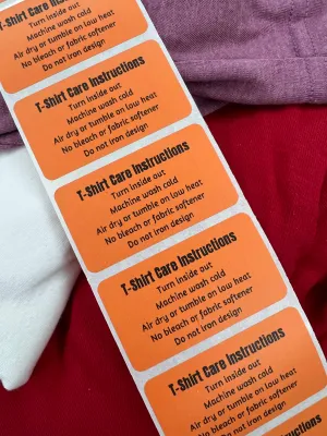 T-Shirt Care Instruction Labels