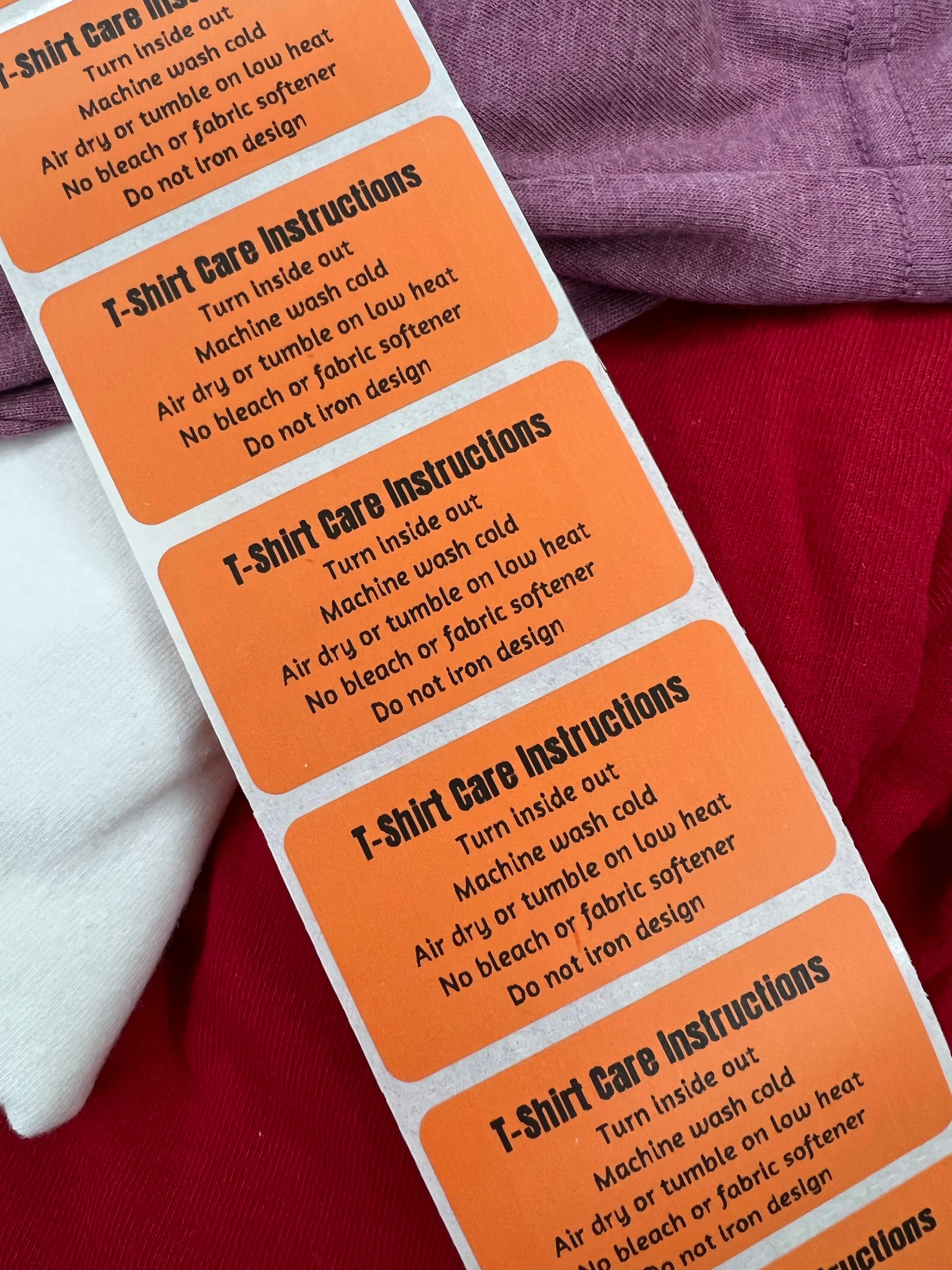 T-Shirt Care Instruction Labels
