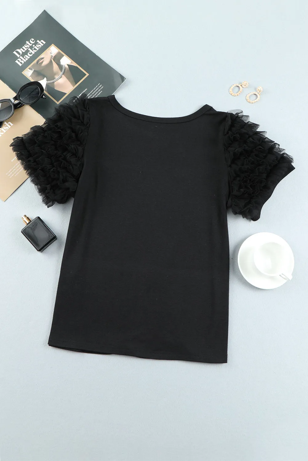 Tang Mesh Trim Short Sleeve Tee