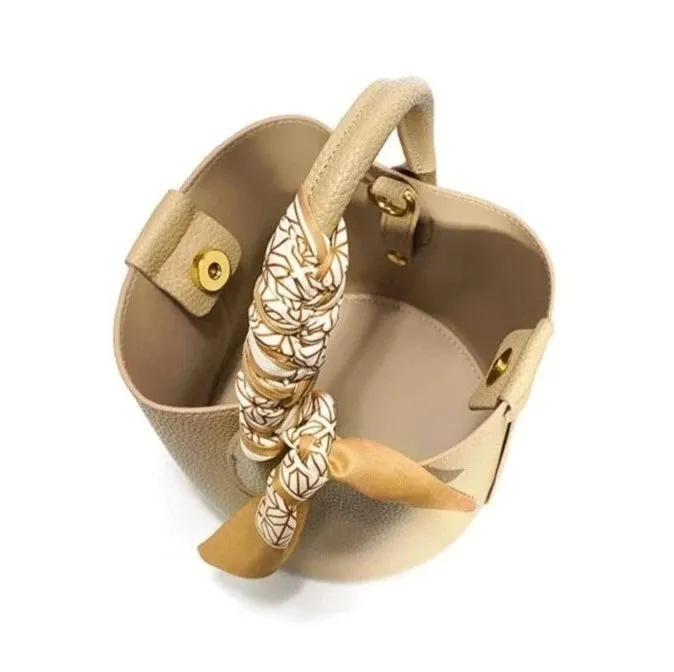 Terea Textured Leather Bucket Handbag | Chic & Spacious