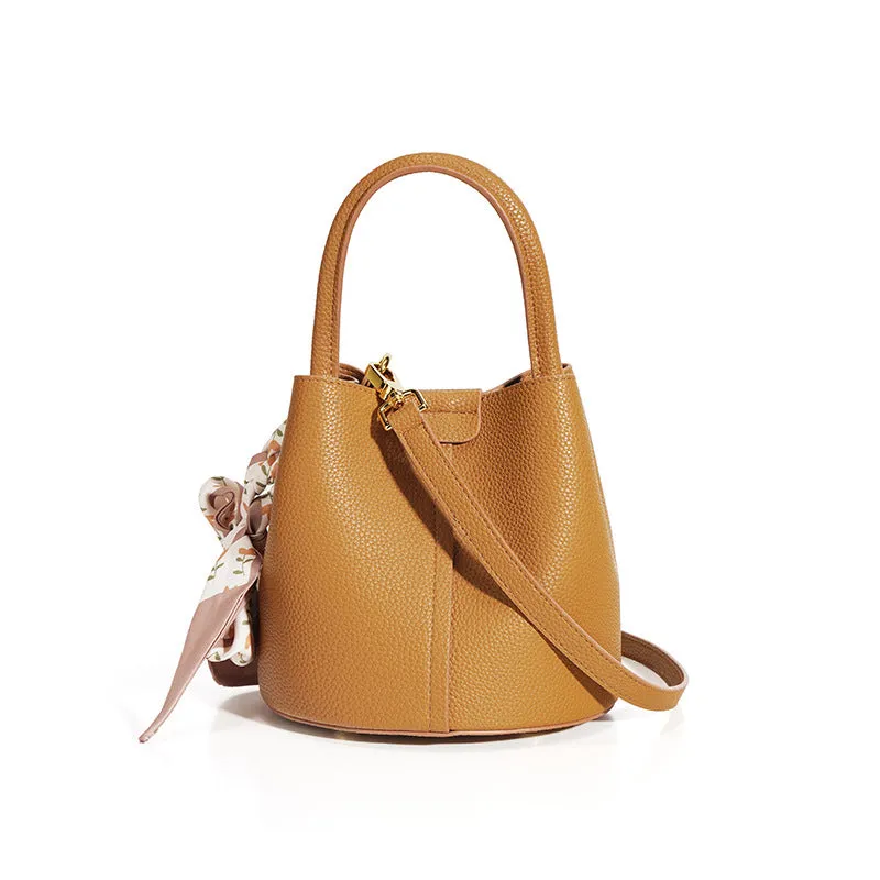 Terea Textured Leather Bucket Handbag | Chic & Spacious