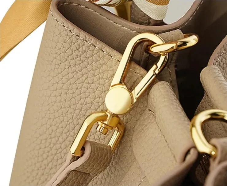 Terea Textured Leather Bucket Handbag | Chic & Spacious