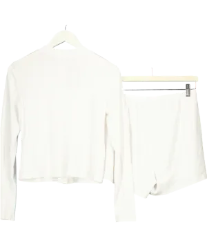 The NAP Co. White Brushed Rib Knit Weekend Trouser   Cardigan Set - Snow UK S