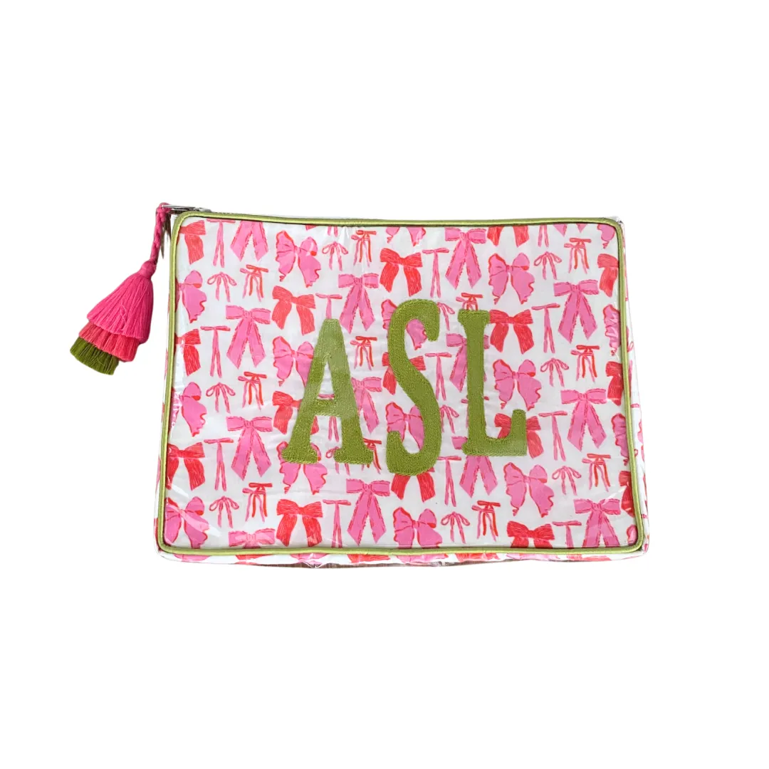 The OG India Bag - Bows with Green Monogram