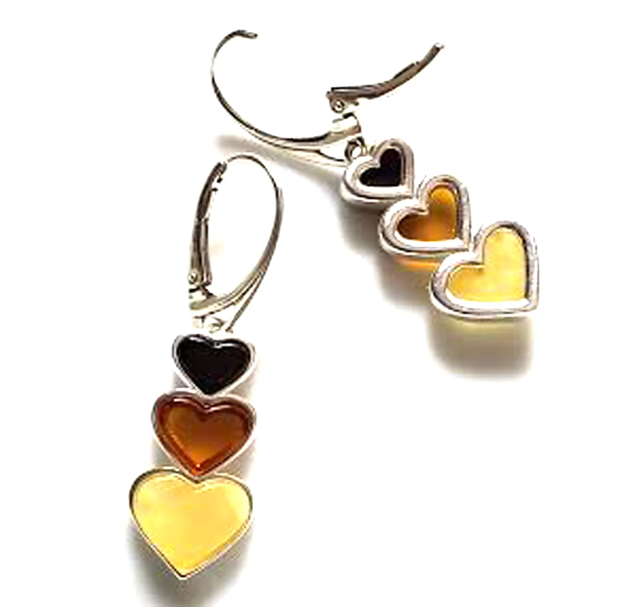 Three Hearts Amber Earrings