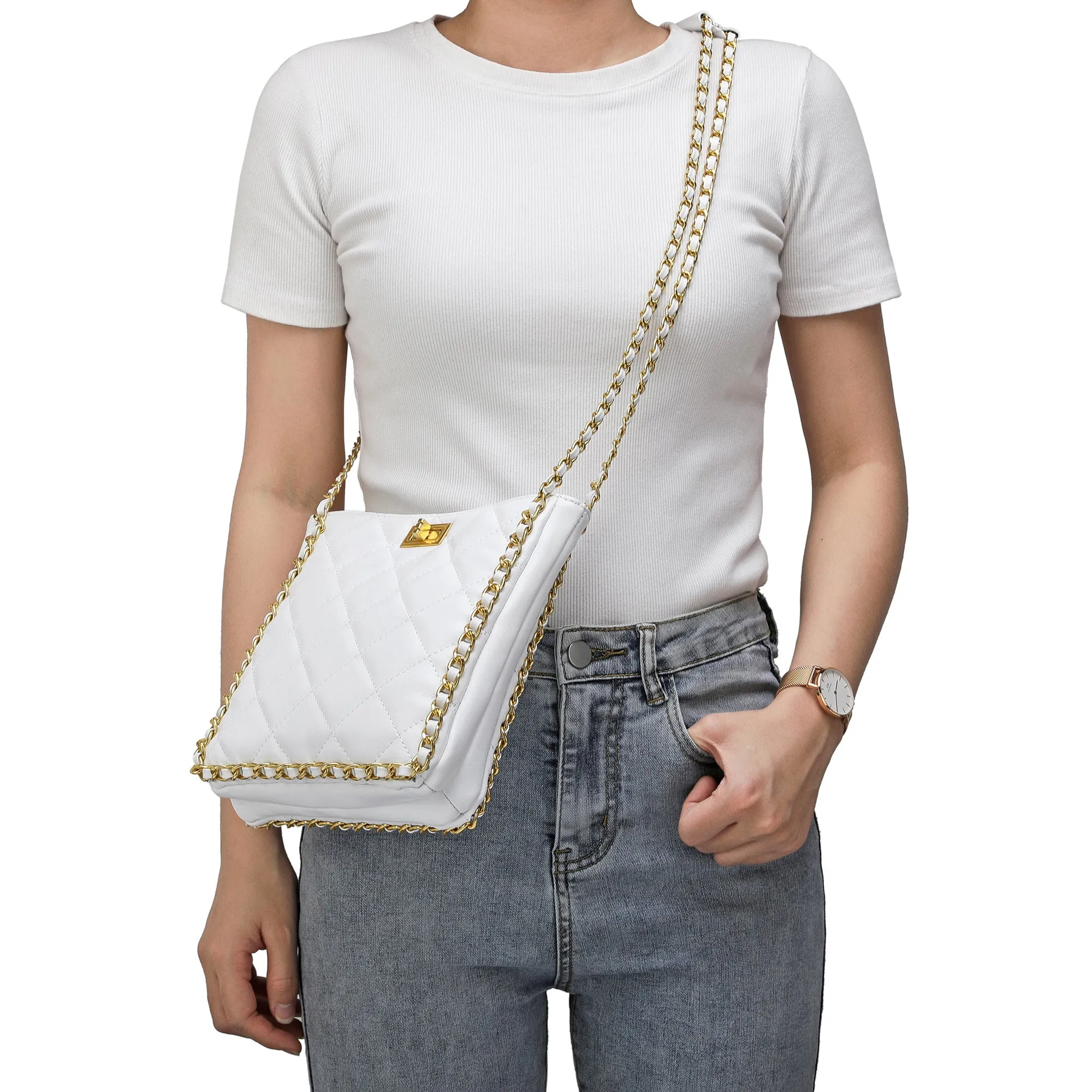 Tiffany & Fred Quilted Sheepskin Messenger/Shoulder Bag