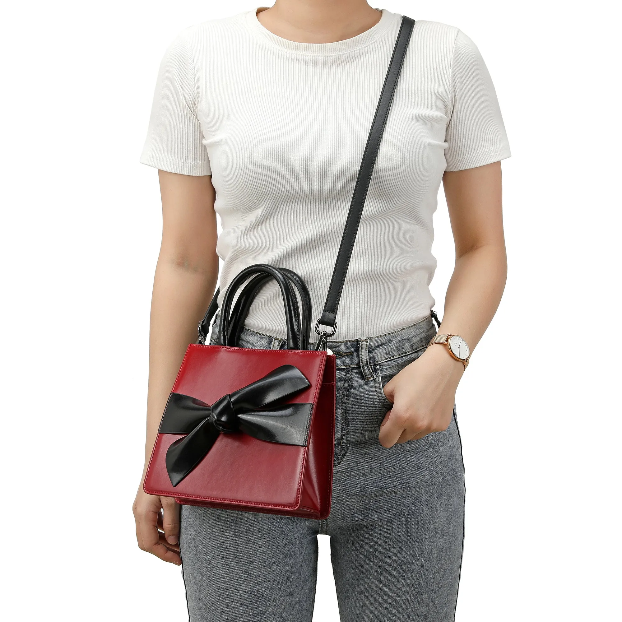 Tiffany & Fred Top-Handle Smooth Leather Shoulder Bag