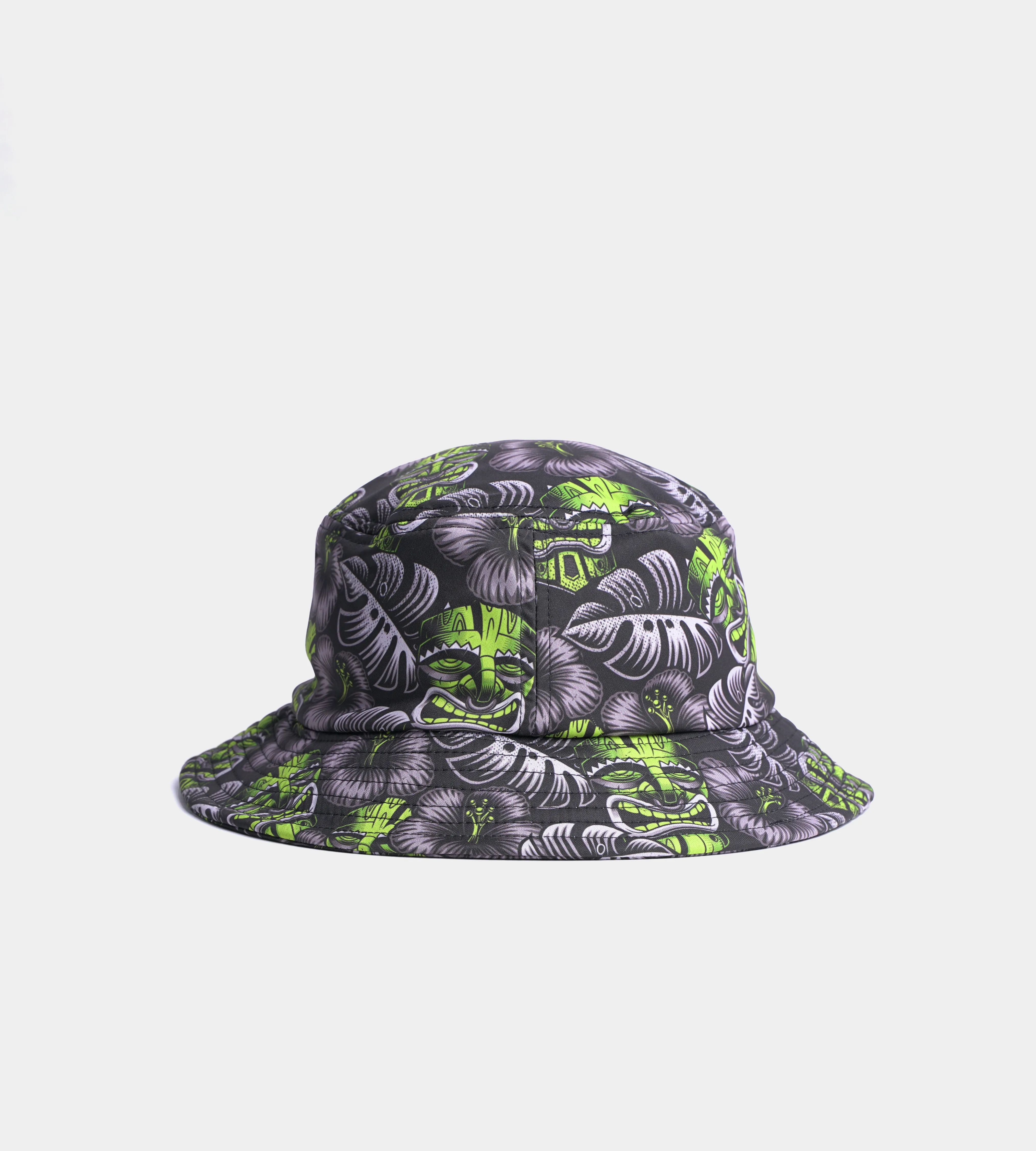 TIKI BUCKET HAT - BLACK / LIME