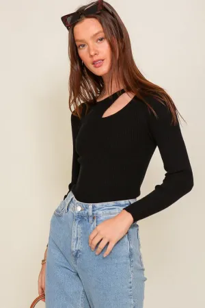 TIMING Cut Out Long Sleeve Sweater Top